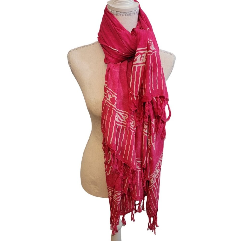Women’s Soft Pink Dolphin Neck Scarf Wrap Pasmina Style Colorful‎ Rayon EUC